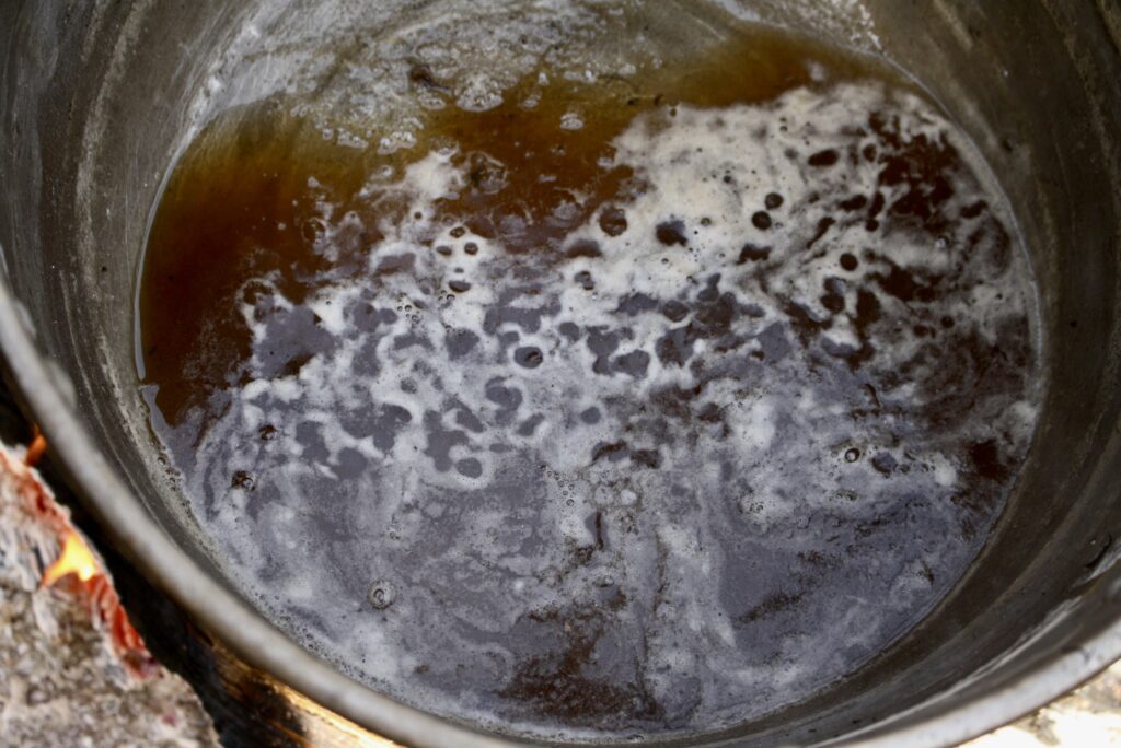 Maple Syrup cooking in a cooker