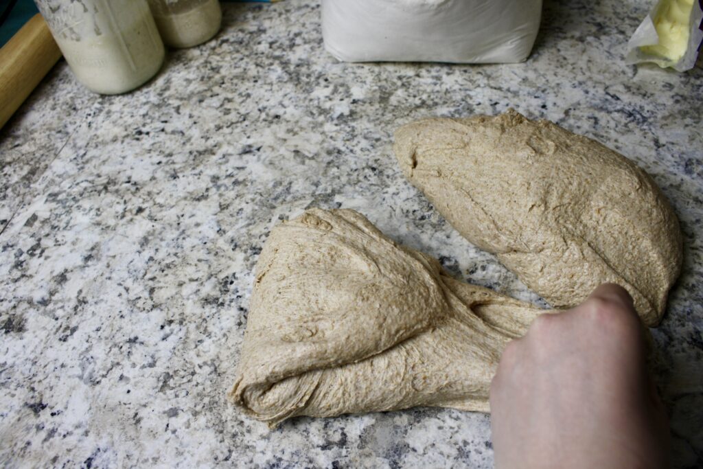 hand shaping dough