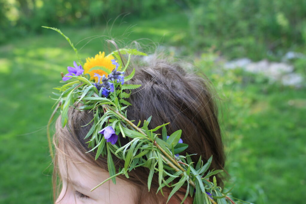 girl wearing flower crown 