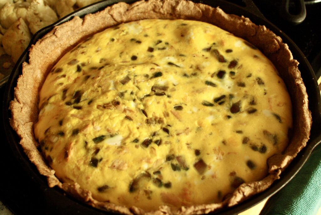 salmon quiche in a quick and easy crust