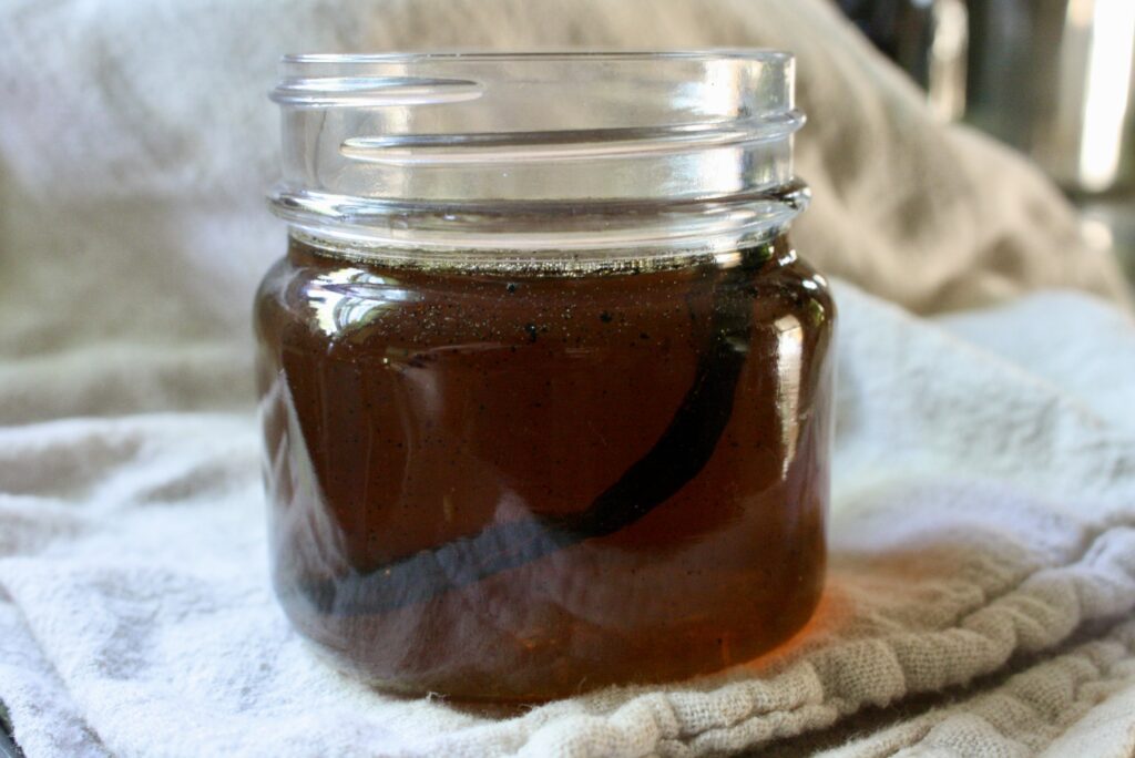 jar of vanilla simple syrup 