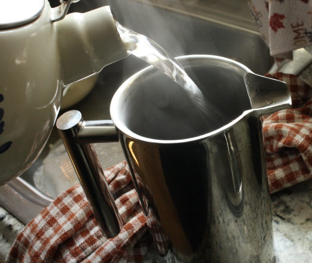 water pouring into French press