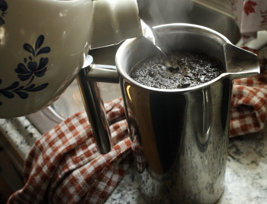 water pouring into French press