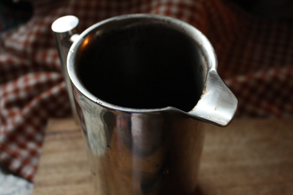 French press on a cutting board